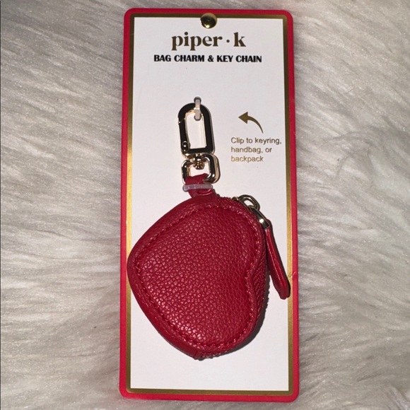 Piper K Red Heart Keychain with Gold Clip NWT - Picture 2 of 7